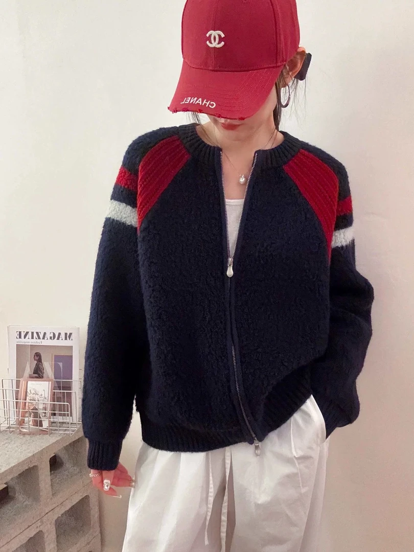 【V6699】VISHALL圈圈绒拉链宽松秋冬时尚上装衫网红休闲风开衫百搭