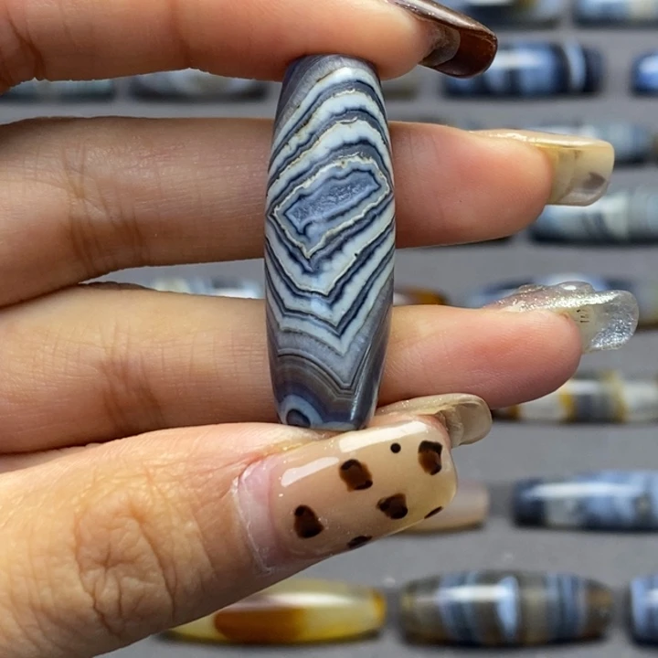 红***火玛瑙/玉髓合金藏风蓝沁海浪花