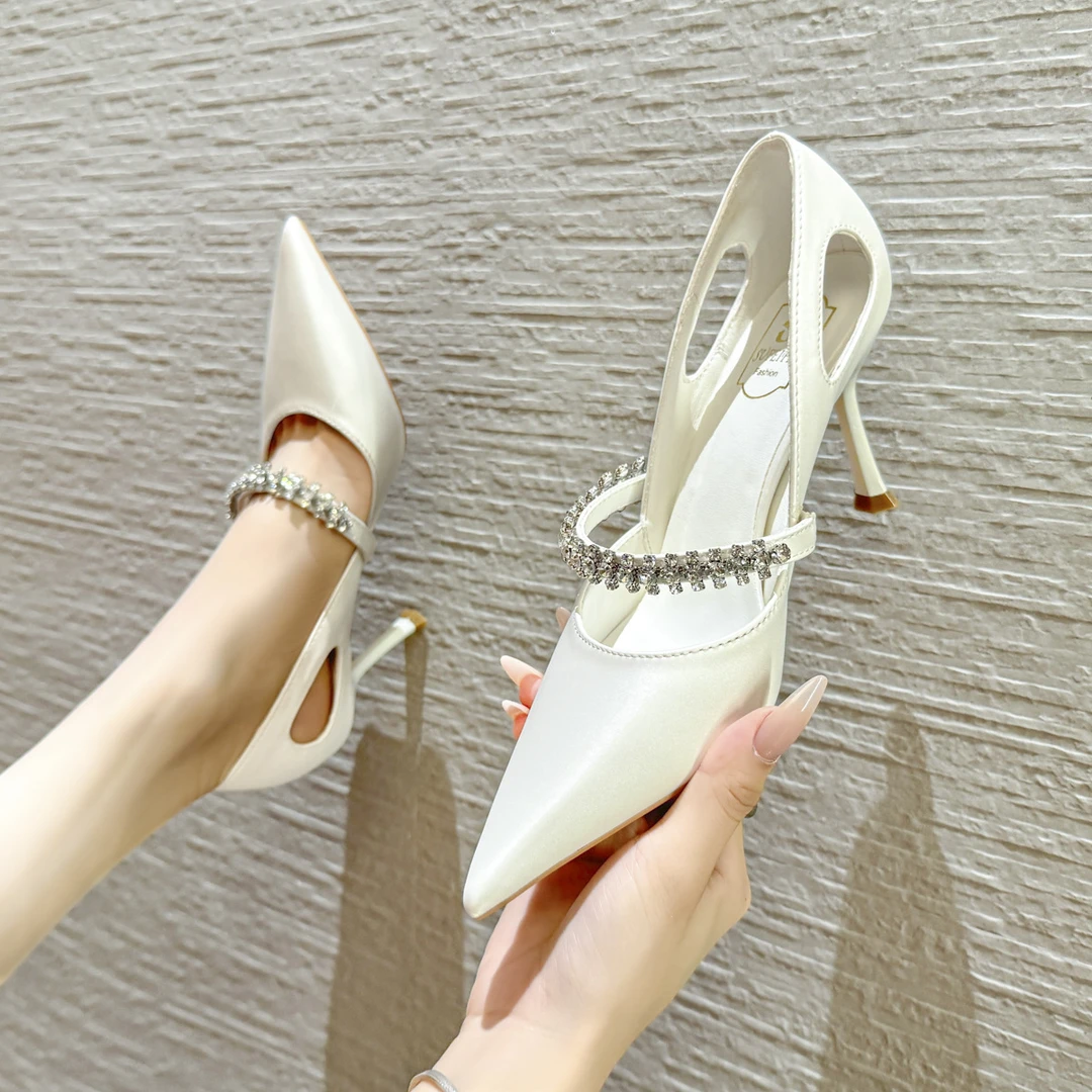 高端版799-13摩杰安时尚尖头浅口女单鞋2025秋季新款细跟名媛风高