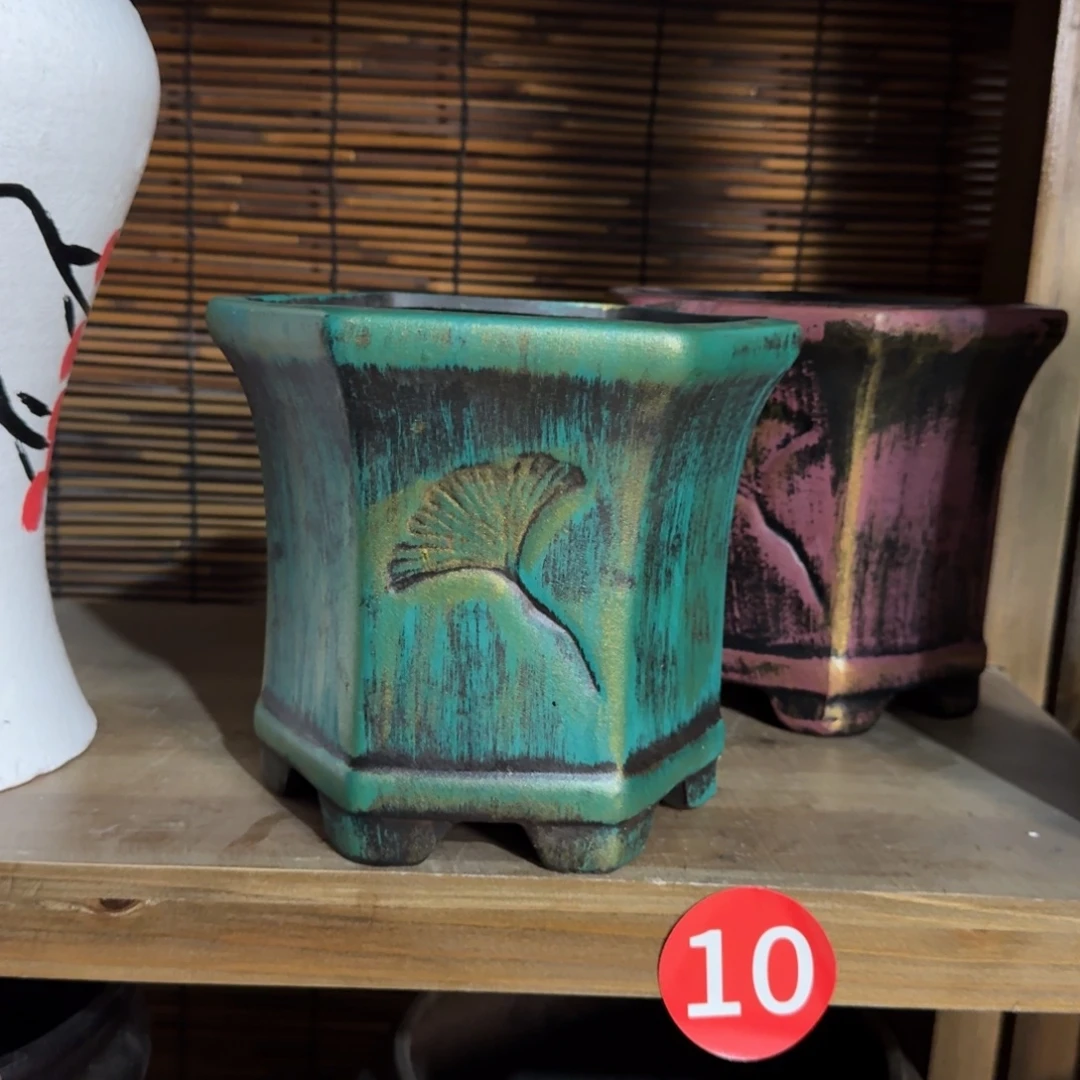 带孔高端浮雕花盆高度+口径16-18