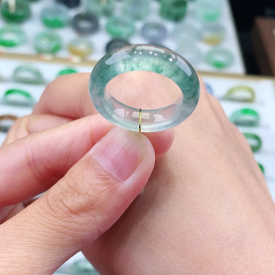 R***i翡翠戒指未镶嵌16号高冰花