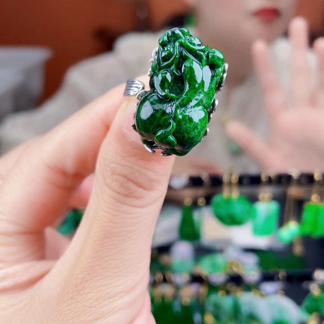 翡翠银S925镶嵌耳饰饰品