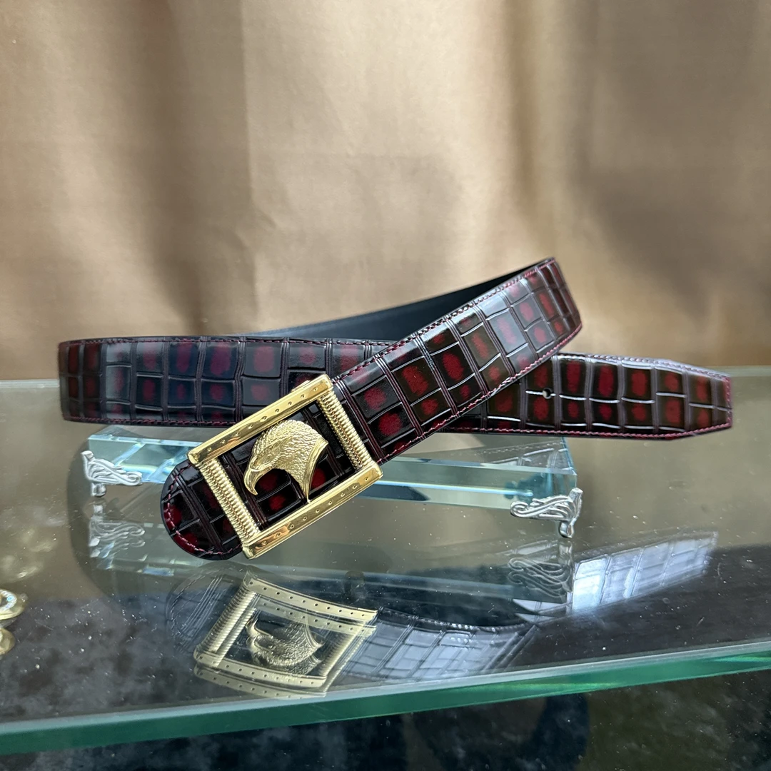 史蒂芬新款百搭男士皮带高档休闲老鹰头牛皮腰带青中老年时尚商务