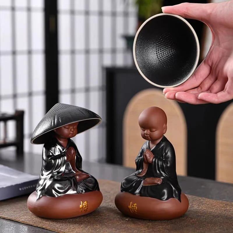 创意两用小和尚紫砂茶宠摆件个性茶具茶过滤精品茶台茶玩茶道配件