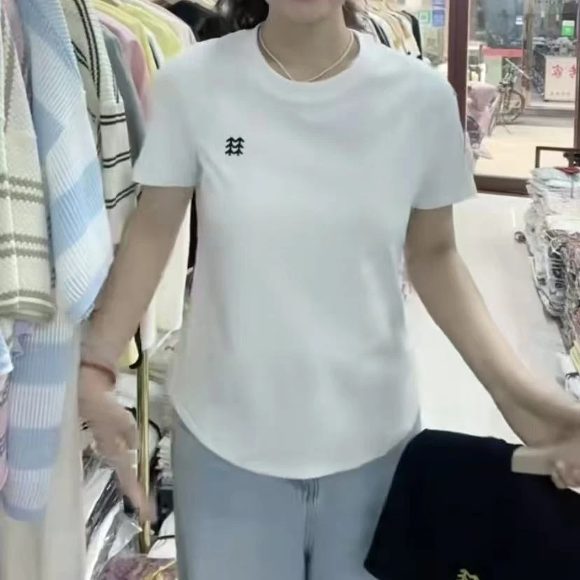 圆领纯棉刺绣收腰短袖T恤