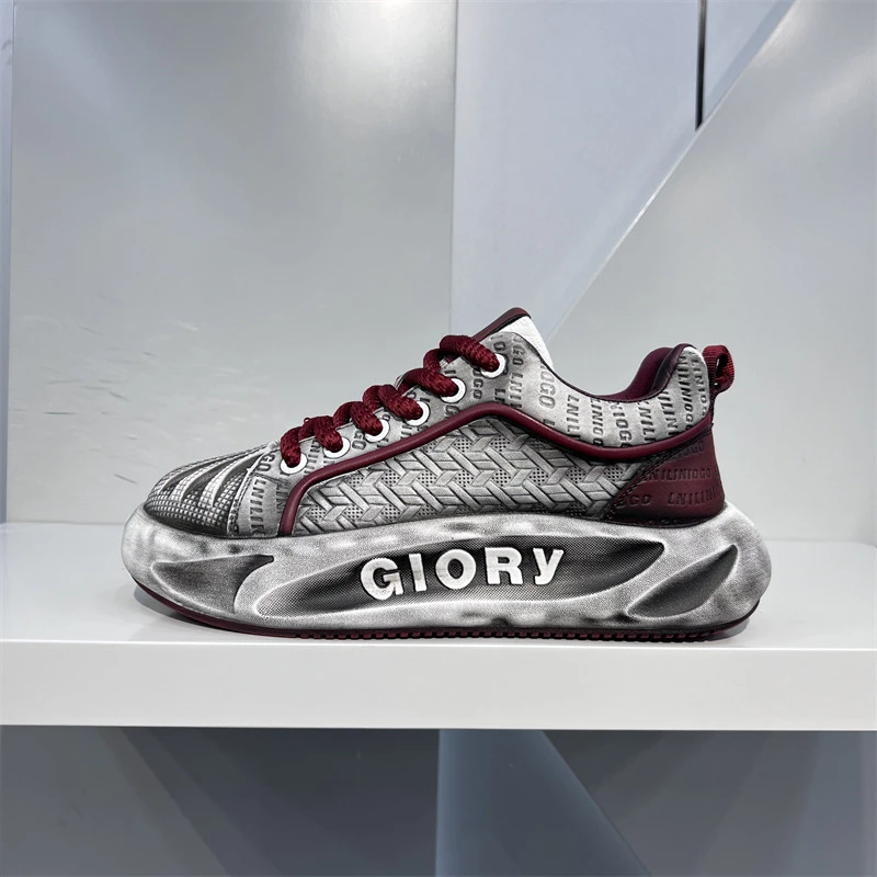 okkdey鞋子男款时尚美式男士休闲鞋秋季流行潮流高端复古擦色鞋