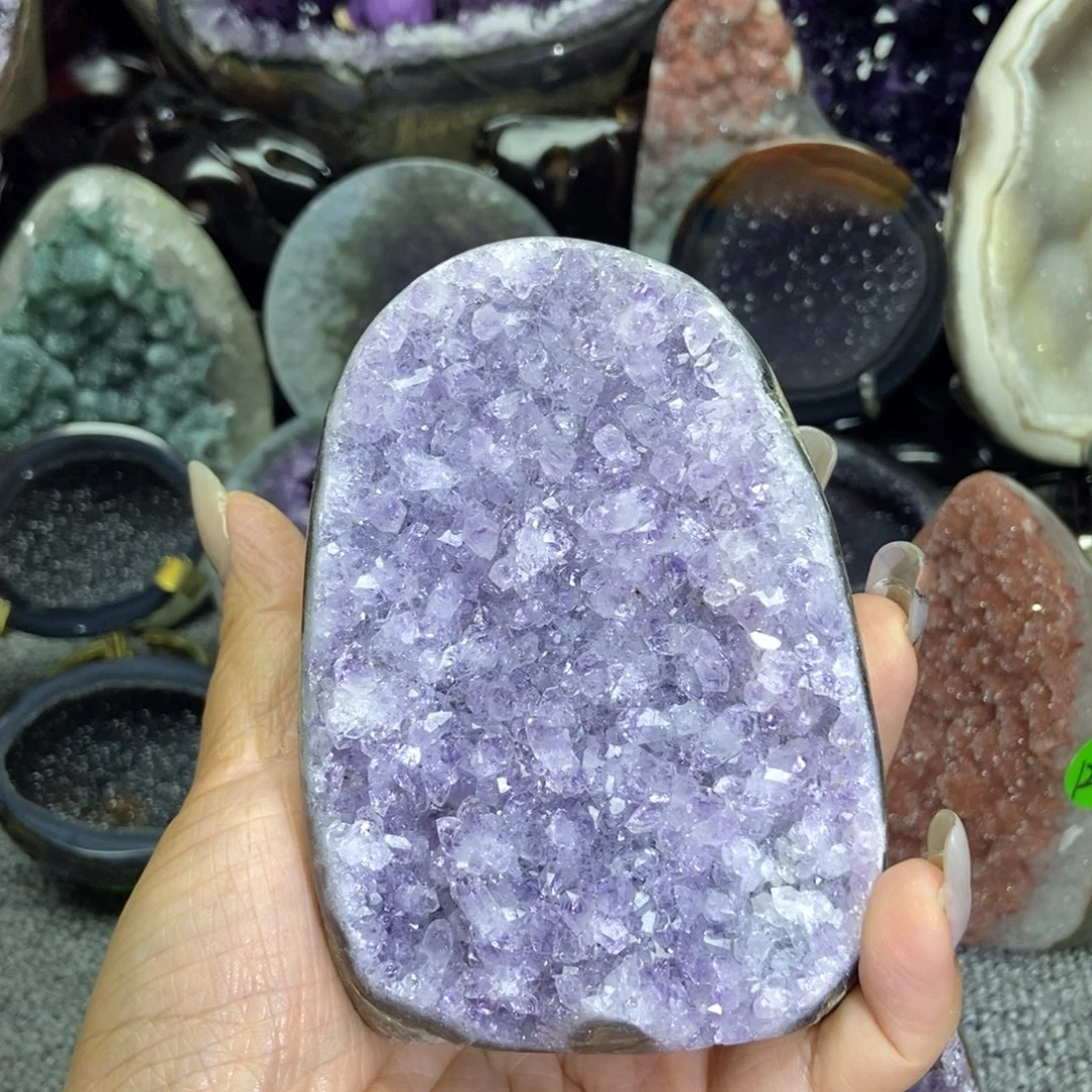 紫晶未镶嵌摆件水晶