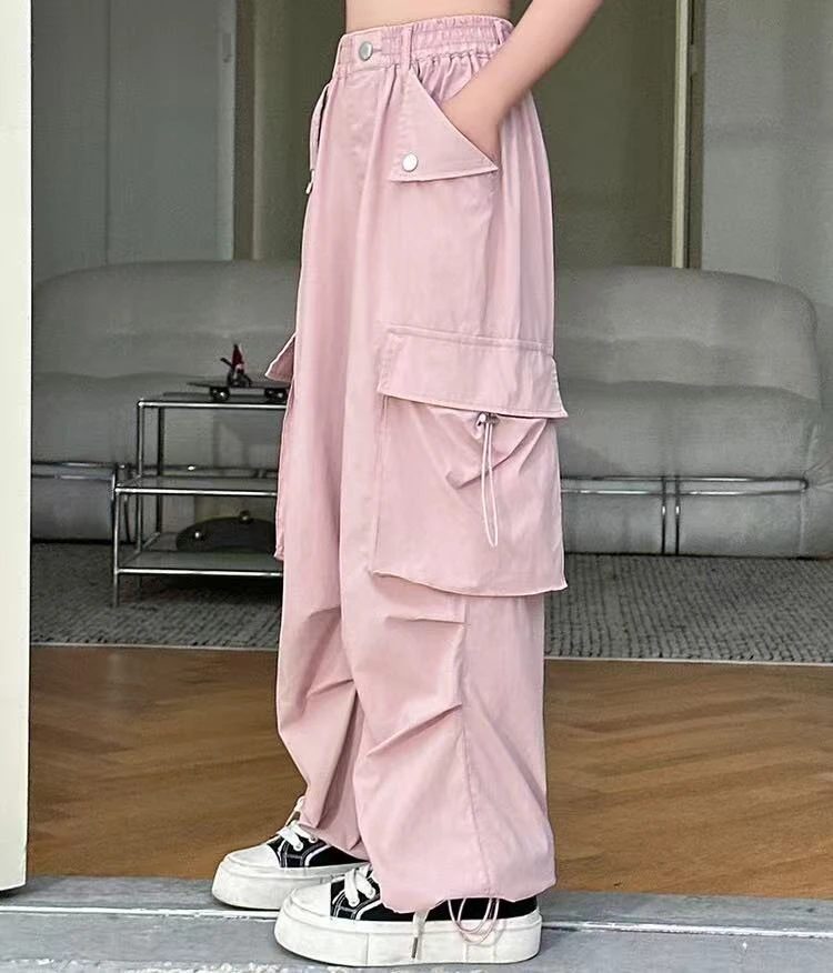 #中大童女童百搭工装裤&2025春秋女童纯色工装裤中大童宽松