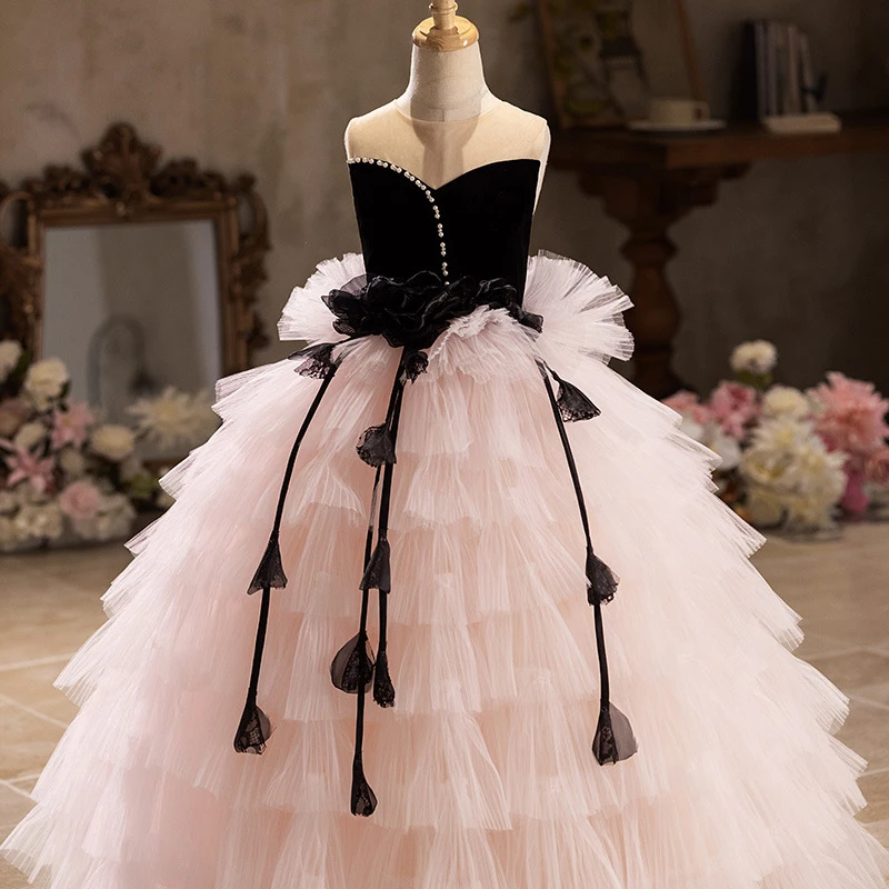 女童礼服2025新款生日钢琴演出可爱高端小主持人蓬蓬纱公主裙秋季