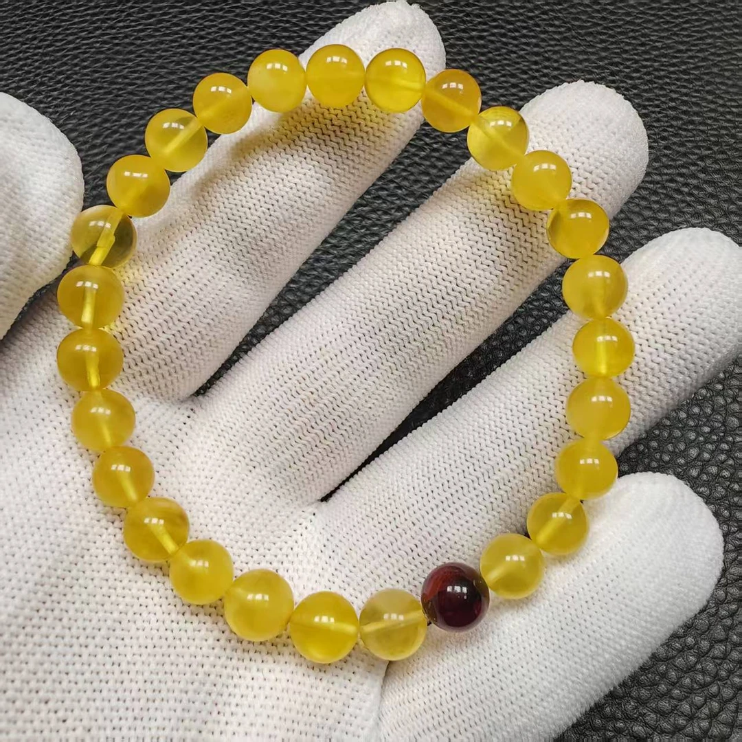 尺寸7mm左右蜜蜡圆珠单圈一条《小鱼文玩》