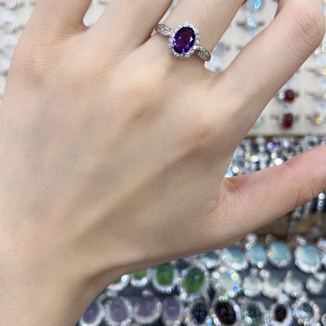 戒指银S925镶嵌紫晶
