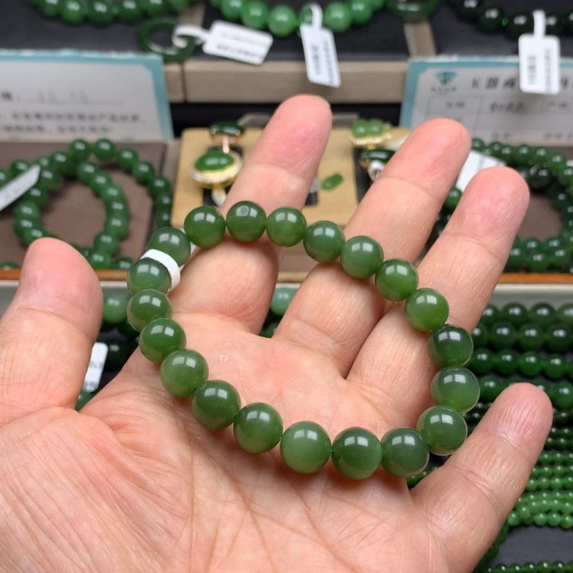 【闪购商品】未镶嵌手串和田玉（碧玉）冰猫10m m