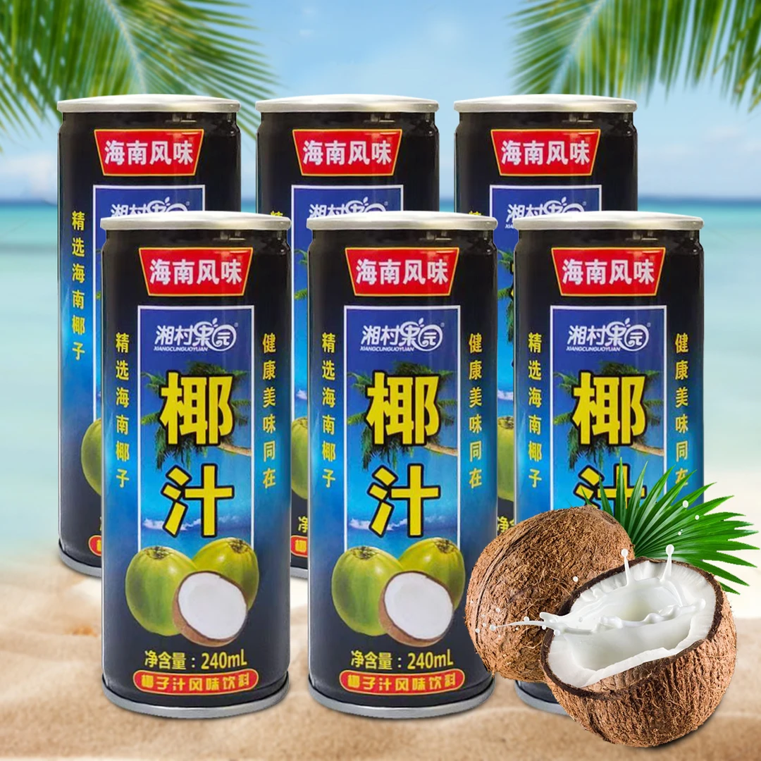 【到手一箱】正宗椰子汁 聚餐休闲饮料240ml*6罐海南风味椰汁F
