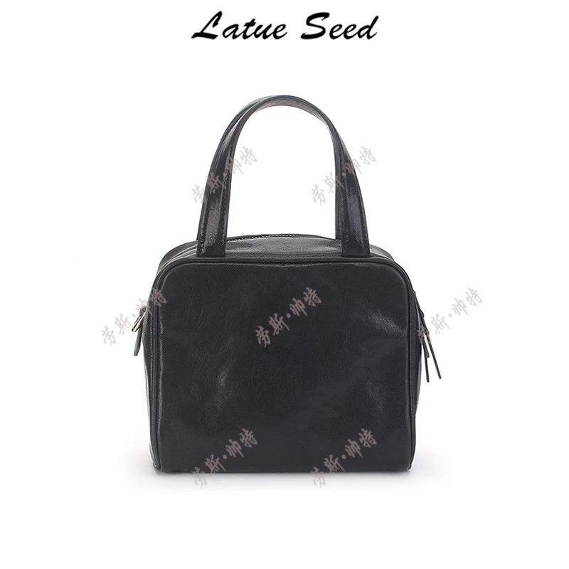 【B892会所皮·方盒子】新品简约百搭时尚潮流ins休闲女包24253-黑色