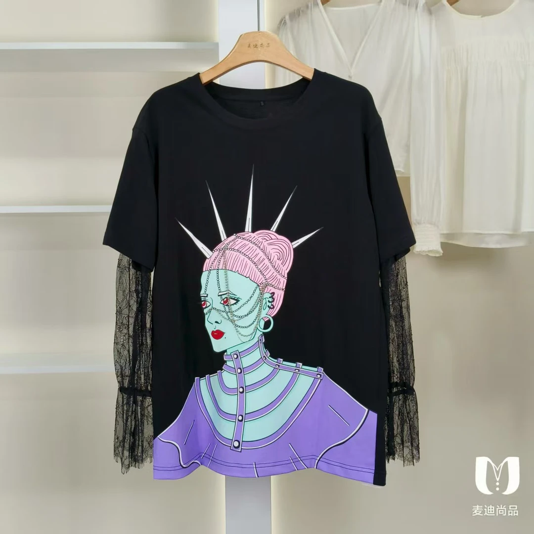 麦迪尚品【菀C】50621127 百搭圆领T恤女夏季品牌折扣