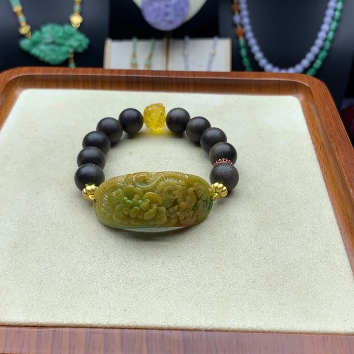 翡翠未镶嵌手链黄翡手牌
