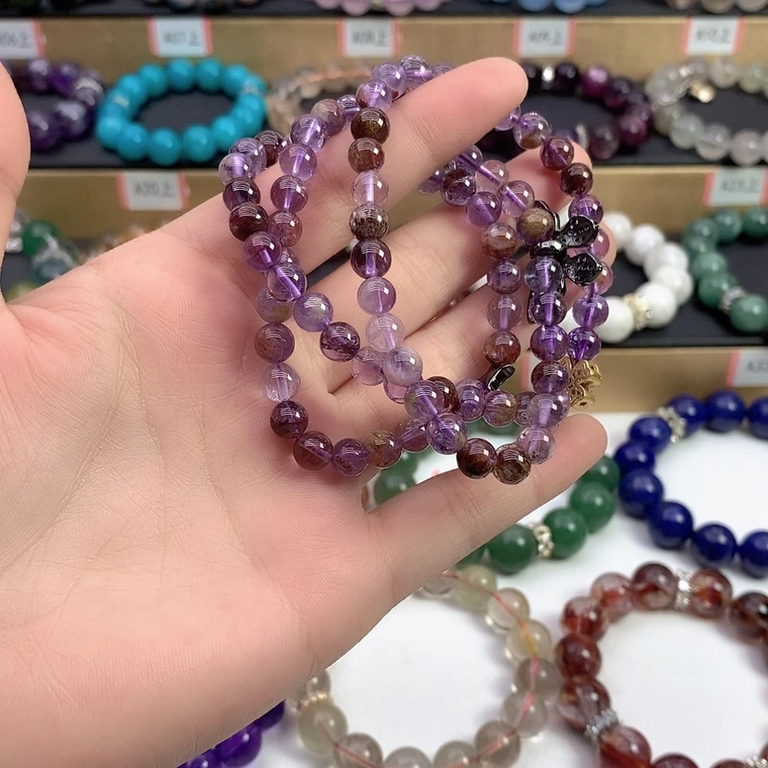 未镶嵌手链水晶紫幽灵三圈