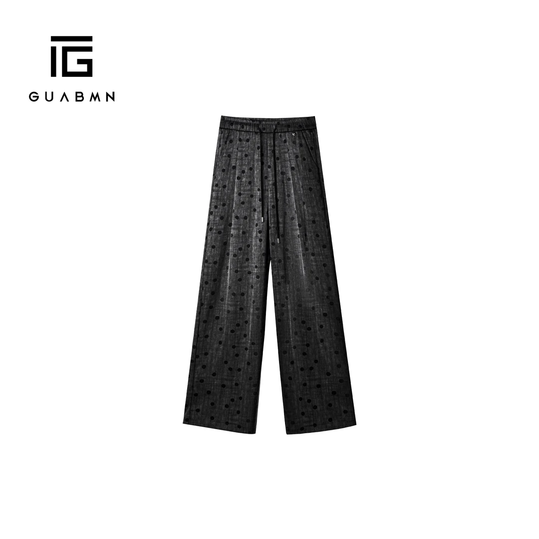 GUABMN2025夏季新款波点宽松百搭显瘦直筒休闲长裤5060-30