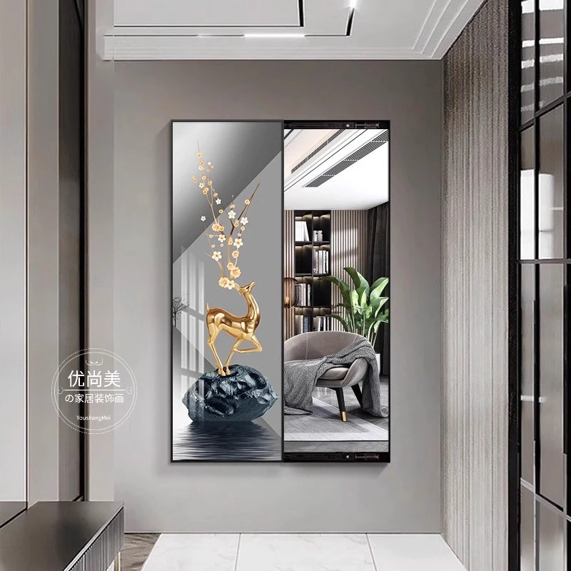 推拉穿衣镜2025新款隐藏式全身镜玄关装饰画家用壁挂式可关闭壁画