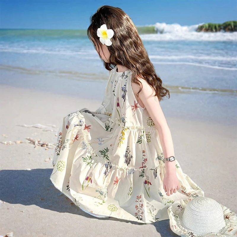 女童碎花连衣裙夏季2025新款儿童洋气时髦背心裙子女孩夏装沙滩裙