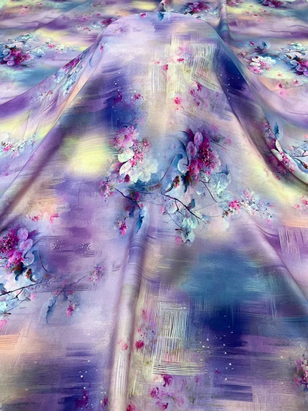 新款棉绸数码印花连衣裙大摆裙半身裙套装柔软亲肤人造棉布料清仓