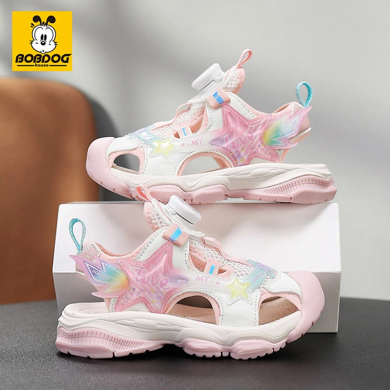 巴布豆家族女童凉鞋2025夏季新款镂空涉水儿童凉鞋软底防滑包头鞋