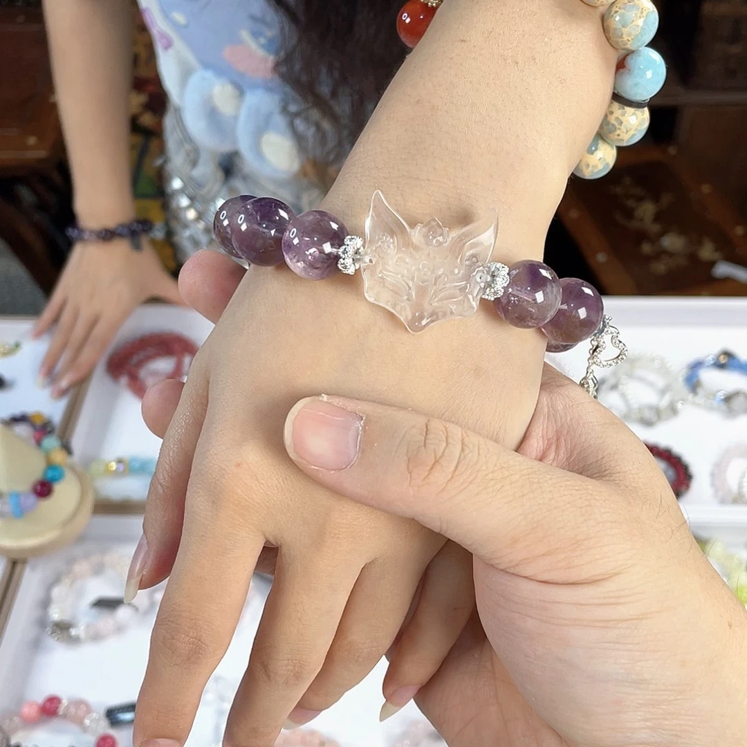 水晶手链银S925镀金镶嵌