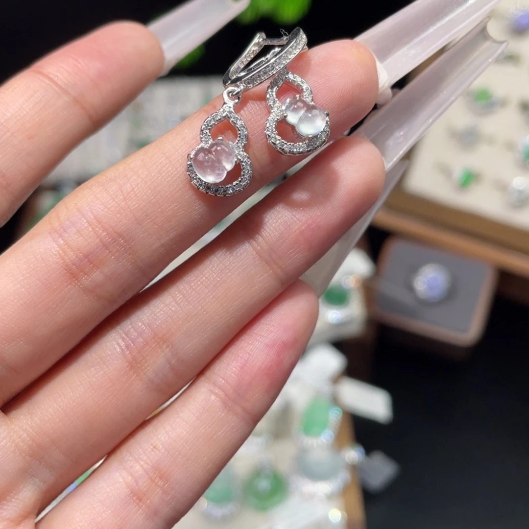 翡翠银S925镶嵌耳饰