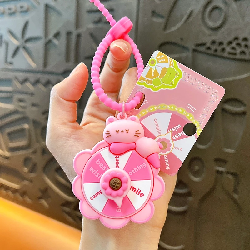 卡通猫咪转转乐钥匙扣可爱解压转盘书包挂件汽车钥匙链小礼品