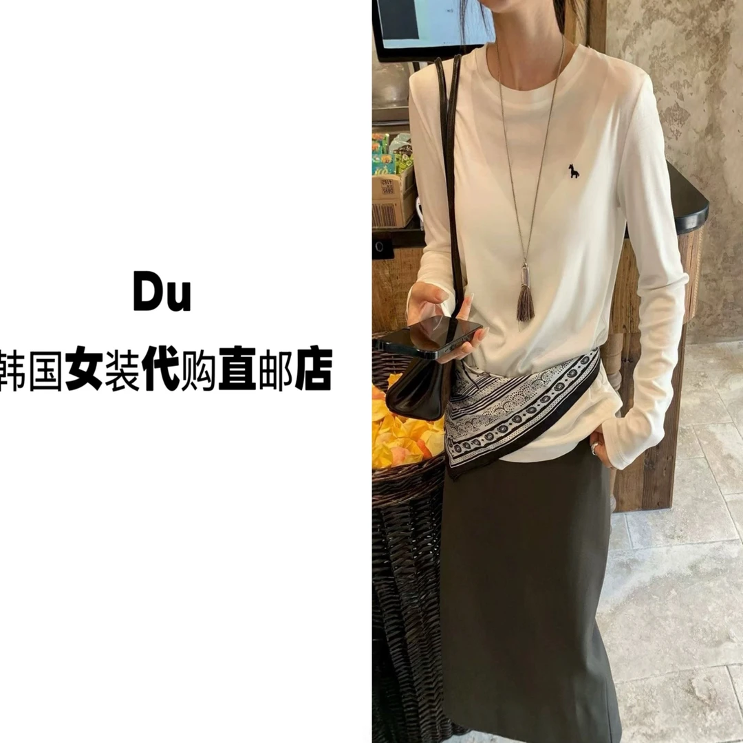 2025韩代女款百搭简约时尚休闲圆领天丝打底T恤