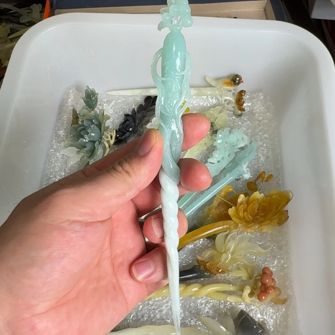 岫玉发饰未镶嵌明君玉簪就是好看