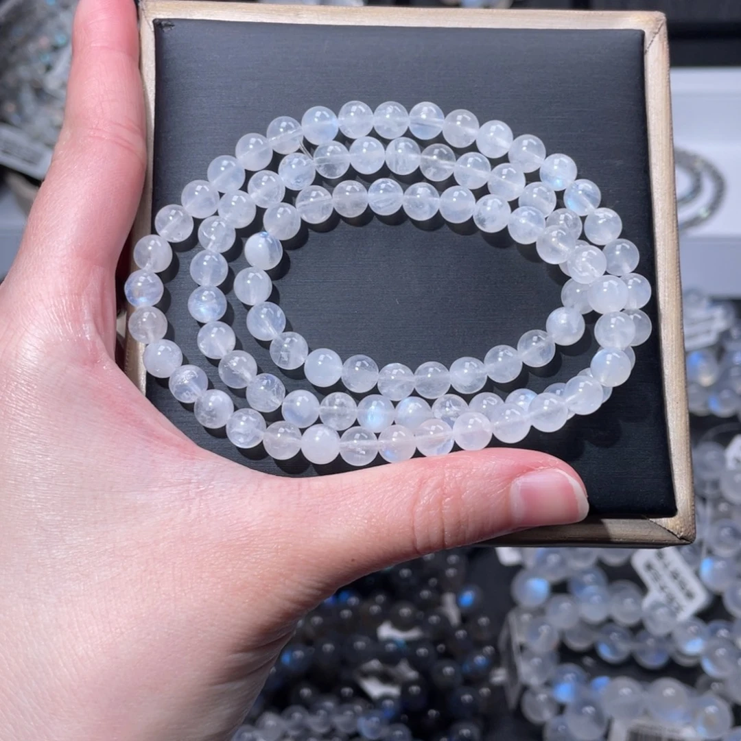 未镶嵌戒指拉长石多圈奶油体蓝月光6m+