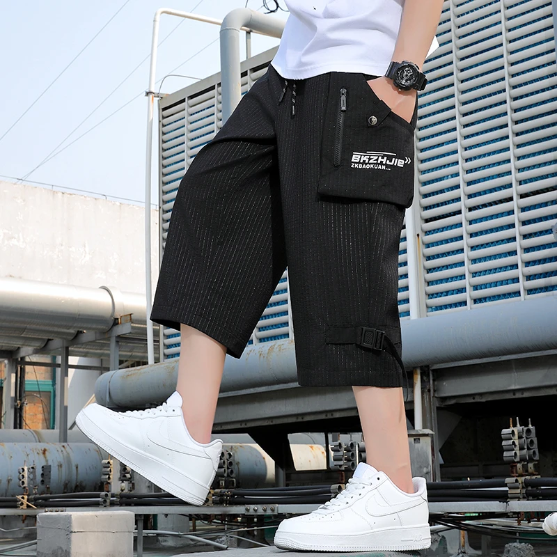 男士工装七分裤夏装男装百搭裤子休闲裤薄款帅气夏季新款速干短裤