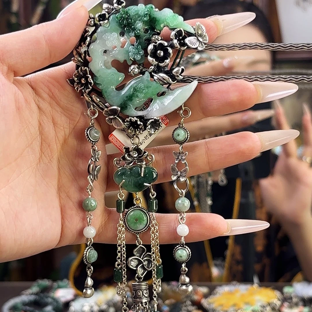 翡翠银S925镶嵌挂件