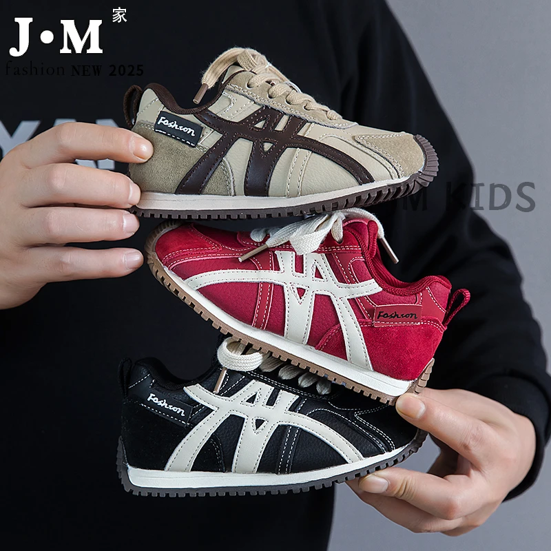 儿童鞋子2025新款秋冬加绒保暖女童德训鞋真皮男童运动韩版阿甘鞋