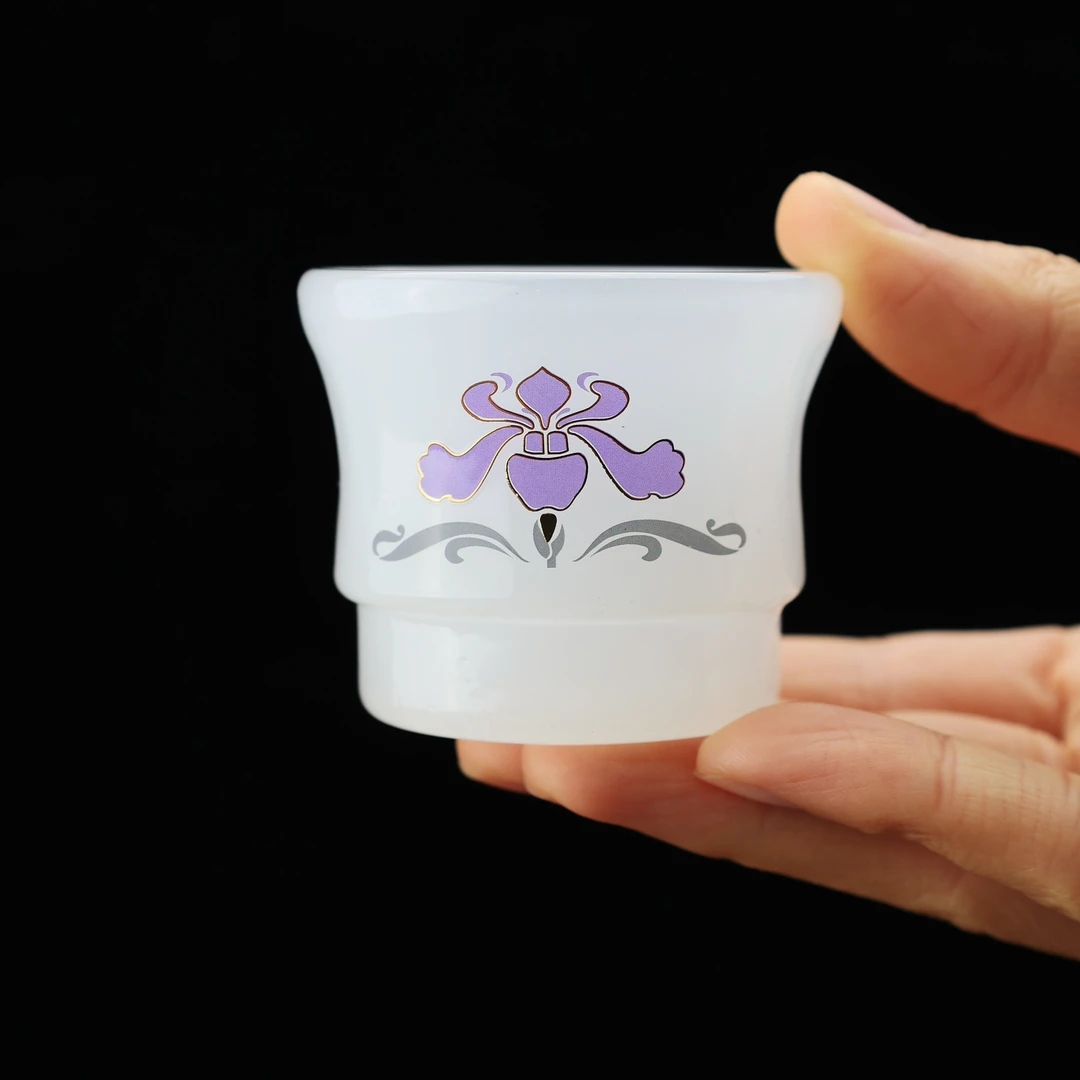 兰花高颜值琉璃茶具小茶杯一人用茶室必备用品客厅轻奢茶具公道杯