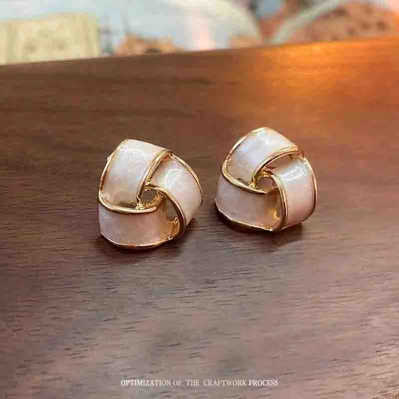 铜合金耳饰 法式轻奢几何滴釉耳环2025年新款设计感