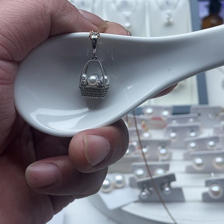 淡水珍珠吊坠(不含链)银S925镶嵌