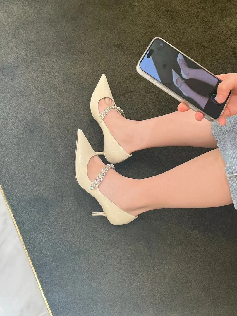新 A 链接 AQIMGWAY/2025夏外穿后带新款凉鞋尖头细高跟时尚女鞋