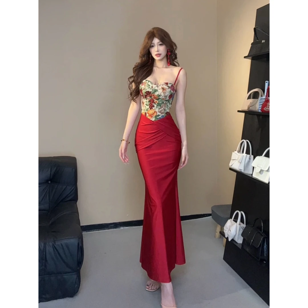 小莹日记【繁花】夏季显瘦气质提花修身吊带连衣裙QZYHZ51939