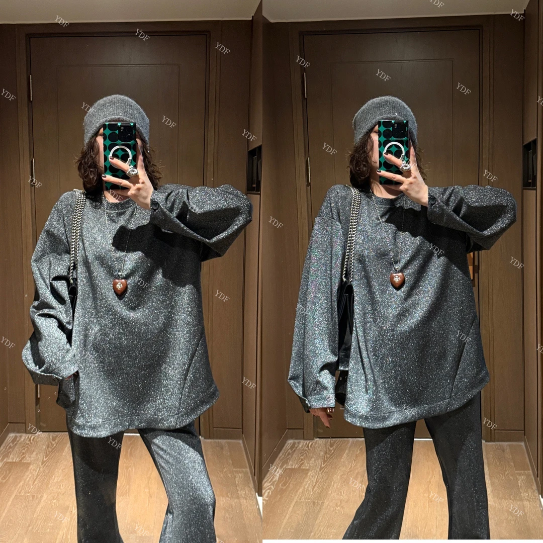 YDFSTUDIO小众【璀璨巴黎】欧货高品早秋重工洒金设计上衣+裤子套装