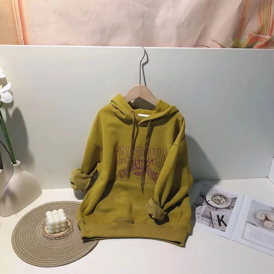 B146小喆大童加绒卫衣连帽晕染C字母款7232