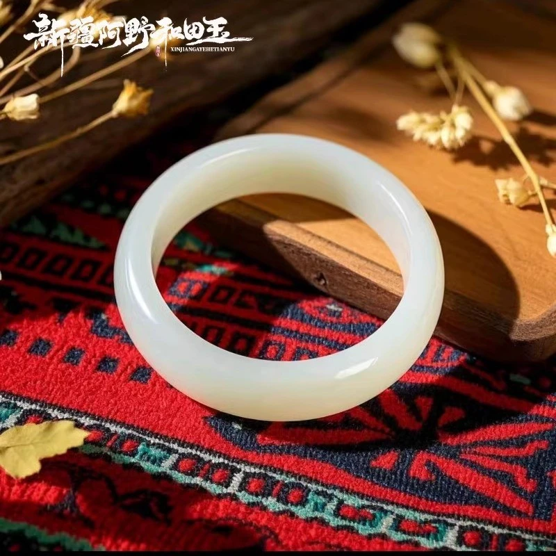 【阿野精选】高端天然羊脂白玉手镯新疆和田玉手镯女款优雅玉镯子