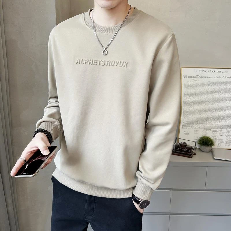 杜拉妮男士圆领卫衣2025秋季新款宽松秋装打底衫青年内搭上衣体恤