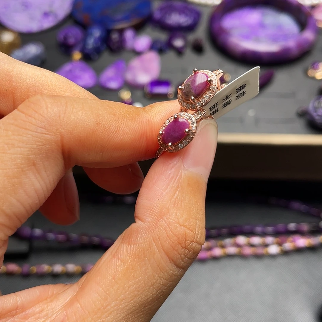 苏纪石（舒俱来）耳扣银S925镶嵌