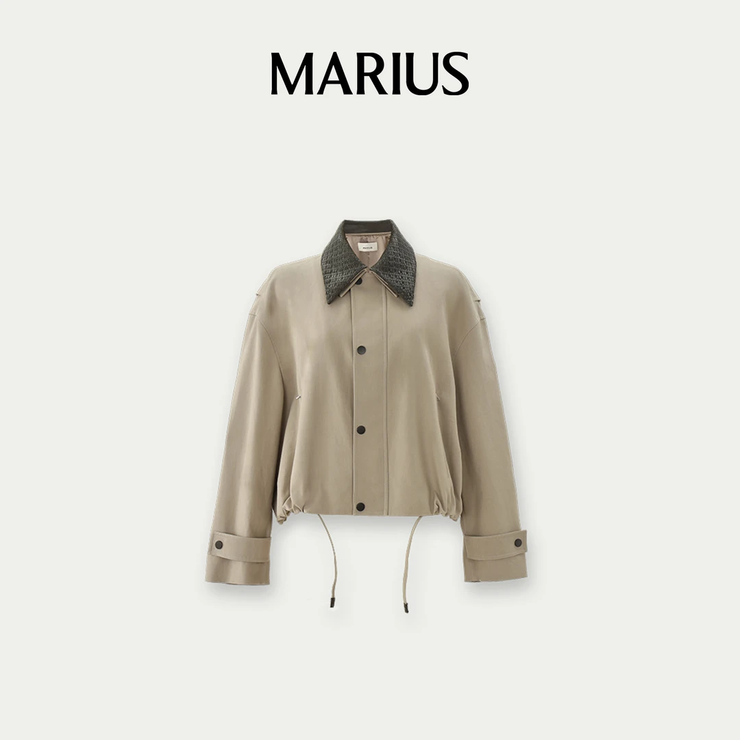 MARIUS“胖豆豆风衣”经典百搭短款编制夹克外套短裤