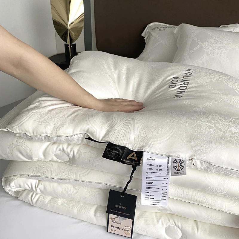 高端140支贡缎至臻玻尿酸55%大豆被芯高级感提花保暖烫钻春秋被芯