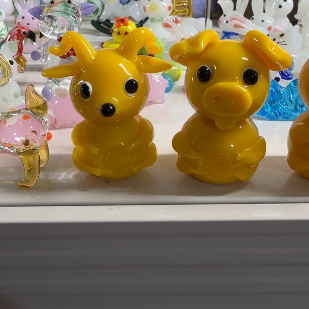 完***成琉璃手工艺品鸡油黄生肖