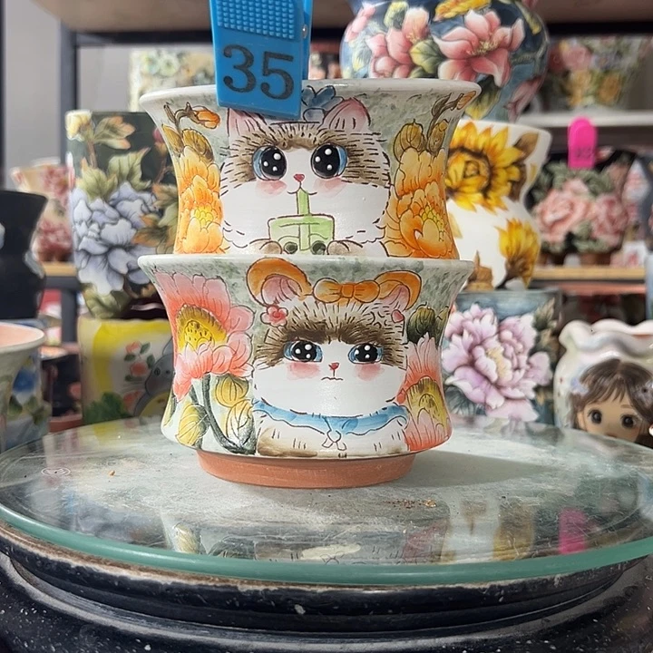 满38包邮 景德镇手绘花盆