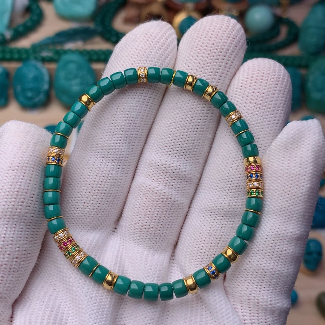 未镶嵌绿松石珠宝奇石金钻直切单圈